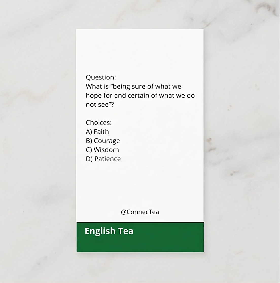 ConnecTea Bible Quiz Card - Fun filled Knowledge
